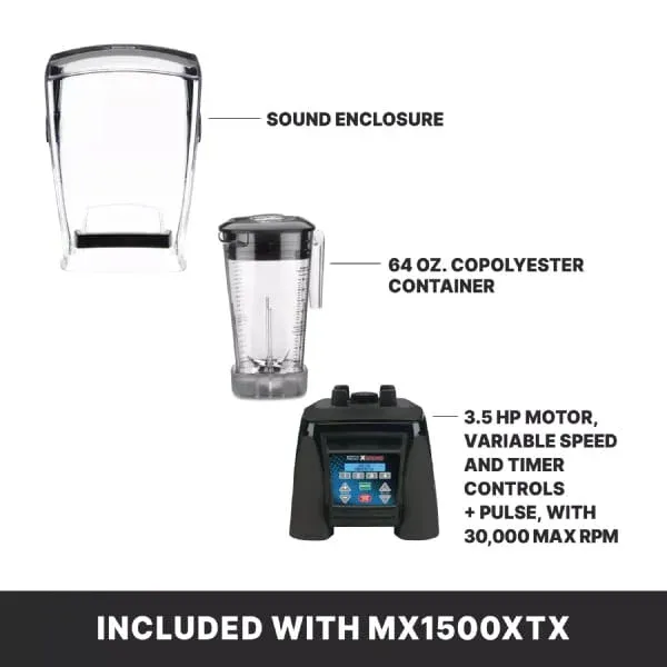 Waring MX1500XTX Xtreme Programmable High‑Power Commercial Blender – 64 oz Copolyester Jar with Sound Enclosure 3
