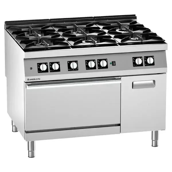 Angelopo 2N1FAGV – 6 Burner Gas Range with Twin Fan Convection Oven Cabinet