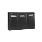 Black Commercial Bottle Cooler – 338L Capacity Triple Hinged Glass Doors